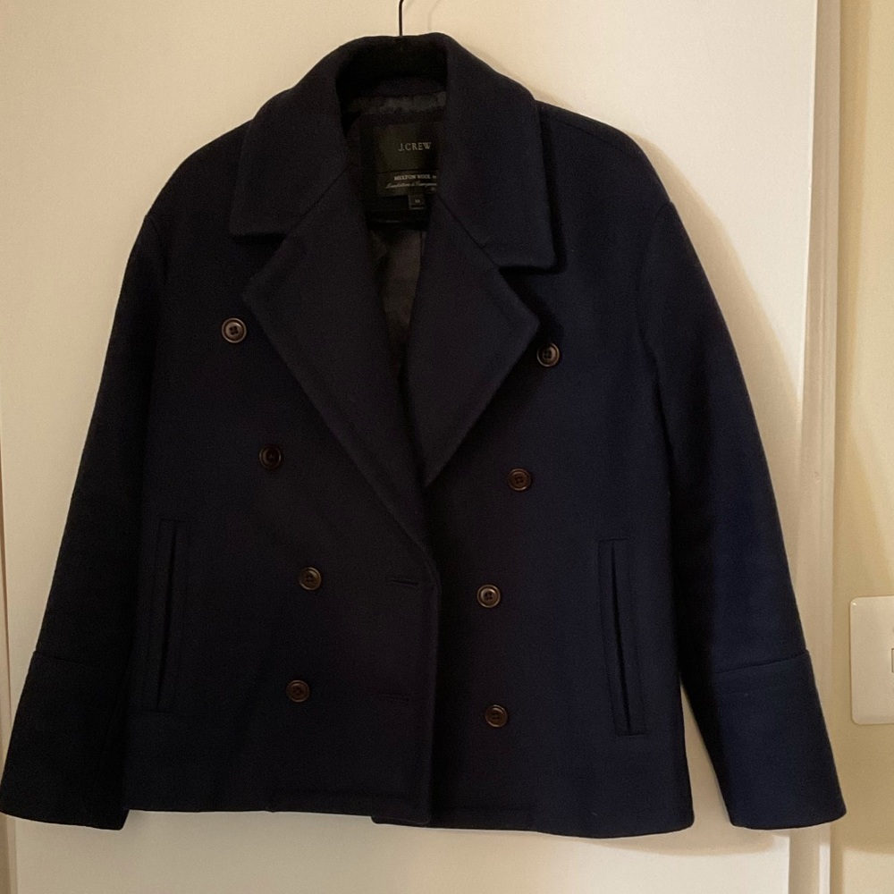 JCrew Double Breasted Melton Wool Peacoat—00